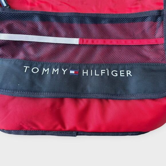 Vintage 90s Tommy Hilfiger Messenger Lap Top Bag Red Preppy Academic Grunge - Picture 2 of 13
